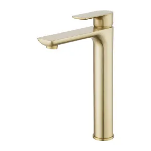 Vog Tall Basin Mixer Light Brushed Brass by Aquaperla, a Bathroom Taps & Mixers for sale on Style Sourcebook