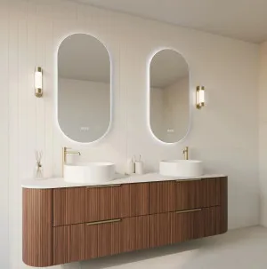 Orvis B Framed Pill Shaped LED Mirror with Bluetooth available in 2 sizes Gun Metal 900mm x 450mm by Luxe Mirrors, a Illuminated Mirrors for sale on Style Sourcebook