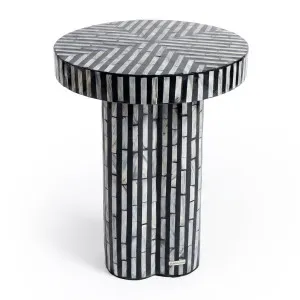 Leif 36cm Mother of Pearl Side Table in Black and White by Luxo Furniture, a Side Table for sale on Style Sourcebook