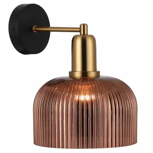 CLA Vintaj Ribbed Glass Dome Wall Light with Antique Brass Accent Copper Painted by Compact Lamps Australia, a Wall Lighting for sale on Style Sourcebook