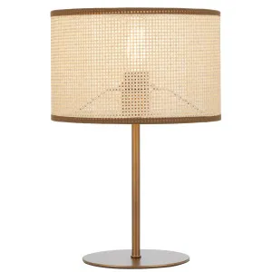 Telbix Velice Woven Paper Raffia Table Lamp with Metal Base Vintage Brass and Natural by Telbix, a Lighting for sale on Style Sourcebook
