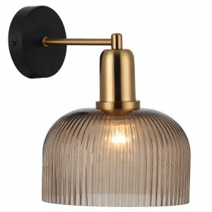 CLA Vintaj Ribbed Glass Dome Wall Light with Antique Brass Accent Amber by Compact Lamps Australia, a Wall Lighting for sale on Style Sourcebook