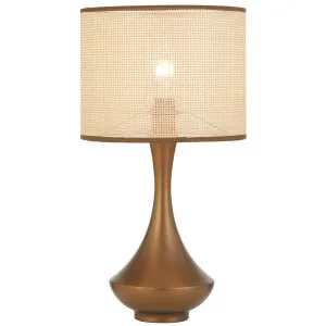 Telbix Claris Woven Paper Raffia Table Lamp with Iron Base Vintage Brass and Natural by Telbix, a Lamps for sale on Style Sourcebook