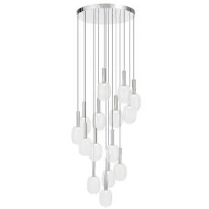 Telbix Obris 15 Light Curved Clear Glass LED Pendant Chrome by Telbix, a Lighting for sale on Style Sourcebook