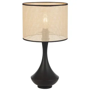 Telbix Claris Woven Paper Raffia Table Lamp with Iron Base Black and Natural by Telbix, a Lamps for sale on Style Sourcebook