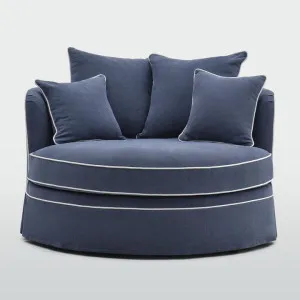 Noosa Hamptons Snuggle Chair Navy with White piping* by OneWorld Collection, a Plants for sale on Style Sourcebook