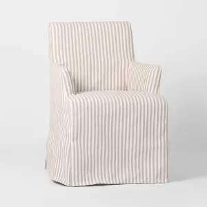 Slip Cover Only - Clifton Dining Chair W/Arms Beige Stripe by OneWorld Collection, a Christmas for sale on Style Sourcebook