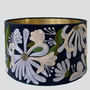 Honeysuckly Velvet Drum Shade Navy Multi by Ruby Star, a Lighting for sale on Style Sourcebook