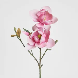 Magnolia Flower Stem With 2 Heads & Bud 87cm Pink by Florabelle Living, a Christmas for sale on Style Sourcebook
