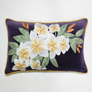 White Frangipani Cushion 40x60cm Plum by Ruby Star, a Christmas for sale on Style Sourcebook
