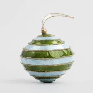 Ladder Handpainted Capiz Bauble Blue & Green by Vixen & Velvet, a Christmas for sale on Style Sourcebook