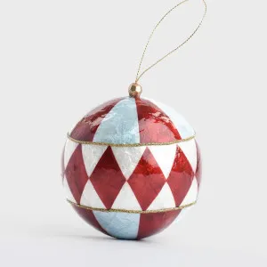 Harlequin Capiz Bauble Red & Blue by Vixen & Velvet, a Christmas for sale on Style Sourcebook