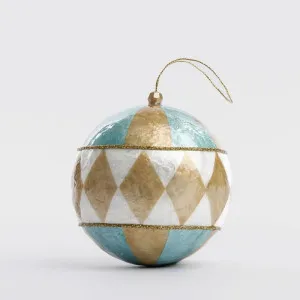 Harlequin Capiz Bauble Gold & Blue by Vixen & Velvet, a Christmas for sale on Style Sourcebook
