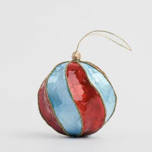 Twirl Handpainted Capiz Bauble Red & Blue by Vixen & Velvet, a Christmas for sale on Style Sourcebook
