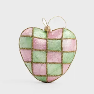 Checkers Capiz Heart Decoration Pink & Green Sml by Vixen & Velvet, a Christmas for sale on Style Sourcebook