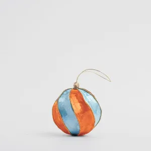 Twirl Handpainted Capiz Bauble Orange & Blue by Vixen & Velvet, a Christmas for sale on Style Sourcebook