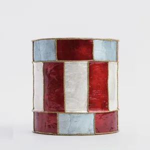 Checker Capiz Stripe Drum Red & Blue by Vixen & Velvet, a Christmas for sale on Style Sourcebook