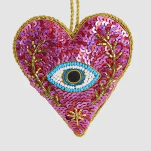 Marrek Eye Heart Sequin Heart Decoration by Vixen & Velvet, a Christmas for sale on Style Sourcebook