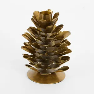 Antiqued Metal Pinecone Candle Stand Large by Vixen & Velvet, a Christmas for sale on Style Sourcebook