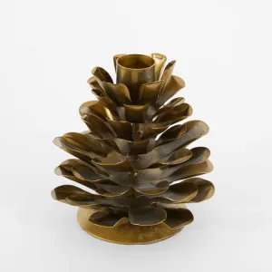 Antiqued Metal Pinecone Candle Stand Small by Vixen & Velvet, a Christmas for sale on Style Sourcebook