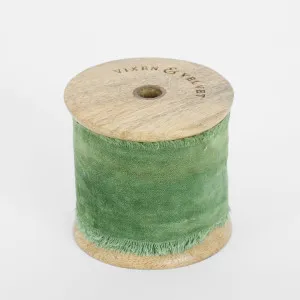 Frayed Velvet Ribbon Green 50mm x 5m by Vixen & Velvet, a Christmas for sale on Style Sourcebook