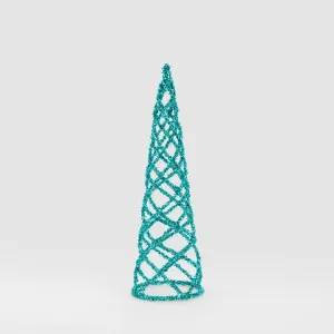 Swirling Tinsel Cone Tree Teal by Vixen & Velvet, a Christmas for sale on Style Sourcebook