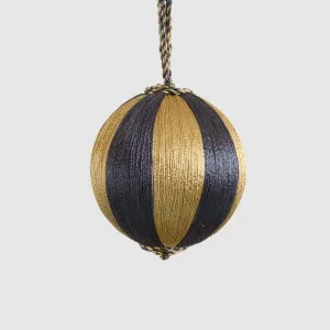 Silk Stripe Bauble Small Navy Blue & Champagne by Vixen & Velvet, a Plants for sale on Style Sourcebook