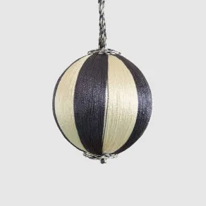 Silk Stripe Bauble Small Navy Blue & Ivory by Vixen & Velvet, a Plants for sale on Style Sourcebook