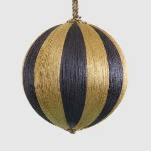 Silk Stripe Bauble Medium Navy Blue & Champagne by Vixen & Velvet, a Christmas for sale on Style Sourcebook