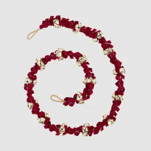 Liberty Red Velvet & Gold Bell Garland by Vixen & Velvet, a Christmas for sale on Style Sourcebook