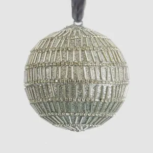Bugle Bead Bauble Silver by Vixen & Velvet, a Christmas for sale on Style Sourcebook