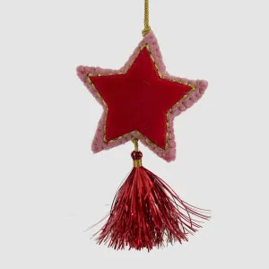 Shasa Tasselled Star Decoration Red by Vixen & Velvet, a Plants for sale on Style Sourcebook