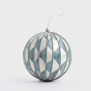 Checker Hand Painted Capiz Bauble Blue Lge by Vixen & Velvet, a Decorative Accessories for sale on Style Sourcebook