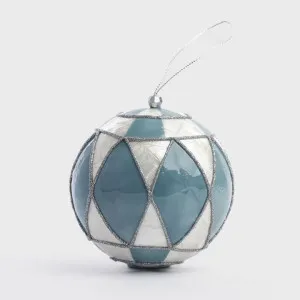 Diamond Hand Painted Capiz Bauble Blue by Vixen & Velvet, a Decorative Accessories for sale on Style Sourcebook