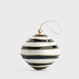 Navy Stripe Handpainted Capiz Bauble by Vixen & Velvet, a Decorative Accessories for sale on Style Sourcebook