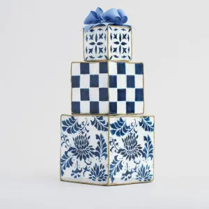 Checker Capiz Gift Stack Navy by Vixen & Velvet, a Decorative Accessories for sale on Style Sourcebook