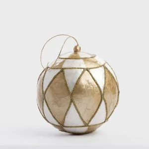 Diamond Hand Painted Capiz Bauble Gold by Vixen & Velvet, a Decorative Accessories for sale on Style Sourcebook