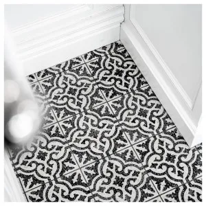 Siran 20x20cm Terrazzo Cement Encaustic Tile, Black & White by Schots, a Encaustic Tiles for sale on Style Sourcebook