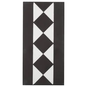 Lindon 20x10 Encaustic Border Tile, White & Black by Schots, a Encaustic Tiles for sale on Style Sourcebook