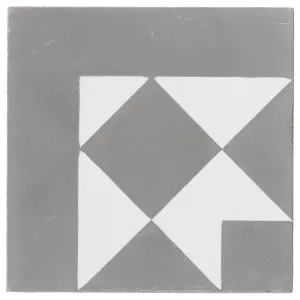 Lindon 10x10  Cement Corner Encaustic Tile, White & Grey by Schots, a Encaustic Tiles for sale on Style Sourcebook