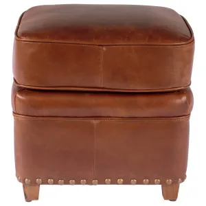 Newton Leather Ottoman, Vintage Whiskey by Schots, a Ottomans for sale on Style Sourcebook