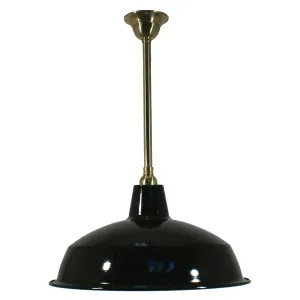 Warehouse 420mm Black Metal Shade on Rod Set 3/4'' x 1/2m, Polished Brass by Lighting Inspirations, a Fixed Lights for sale on Style Sourcebook