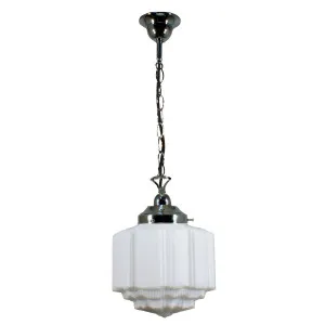 St Kilda 8'' Opal Matte Single Chain Suspension, Chrome by Lighting Inspirations, a Fixed Lights for sale on Style Sourcebook