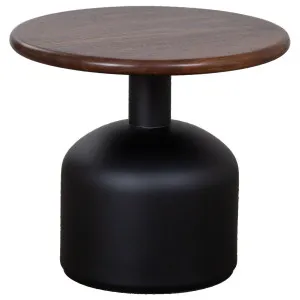 Montserat 52cm Walnut Round Side Table, Black by Schots, a Tables for sale on Style Sourcebook