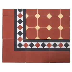 Sorrell 20x20x1.6 Encaustic Tile, Red White & Black by Schots, a Encaustic Tiles for sale on Style Sourcebook