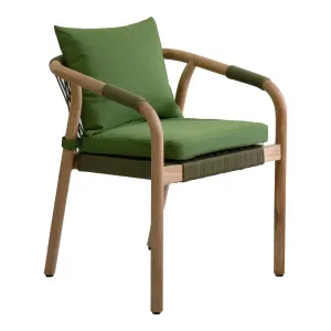 Rhodes Teak Dining Chair with Cushions, Moss Green Rope by Schots, a Chairs for sale on Style Sourcebook