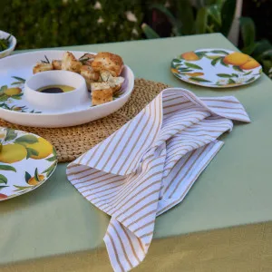 Set/4 Small Stripe Toffee Cotton Napkins by Madras Link, a Table Cloths & Runners for sale on Style Sourcebook