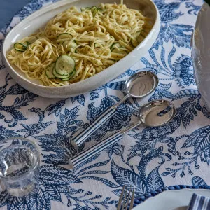 Clyde Stripe Blue/White Salad Server Set by Madras Link, a Salad Bowls & Servers for sale on Style Sourcebook