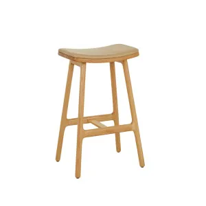 Tolv Odd Upholstered Barstool - Arena Leather - Light Oak by Tolv, a Bar Stools for sale on Style Sourcebook