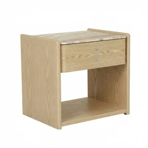 Pearce Marble Bedside - Onyx Travertine - Natural Ash by GlobeWest, a Bedside Tables for sale on Style Sourcebook